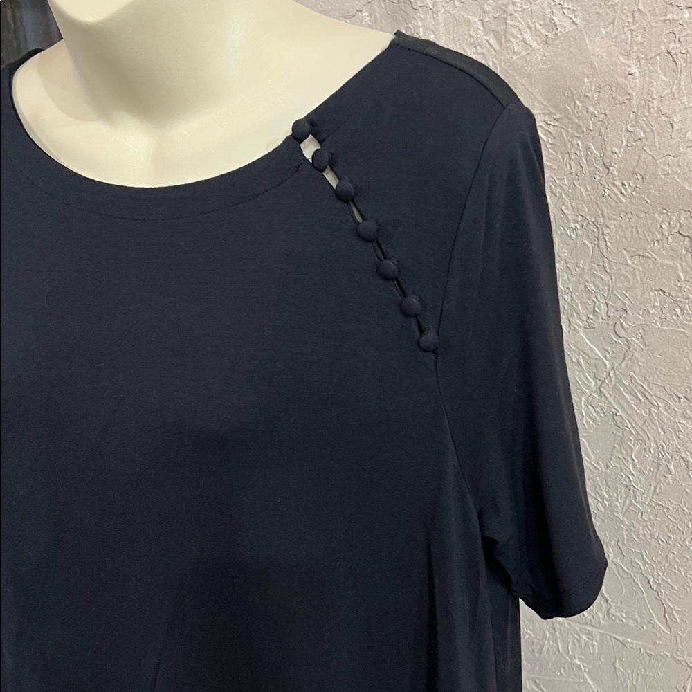 LOFT Black Tunic Top with Button Detail - Picture 2 of 6